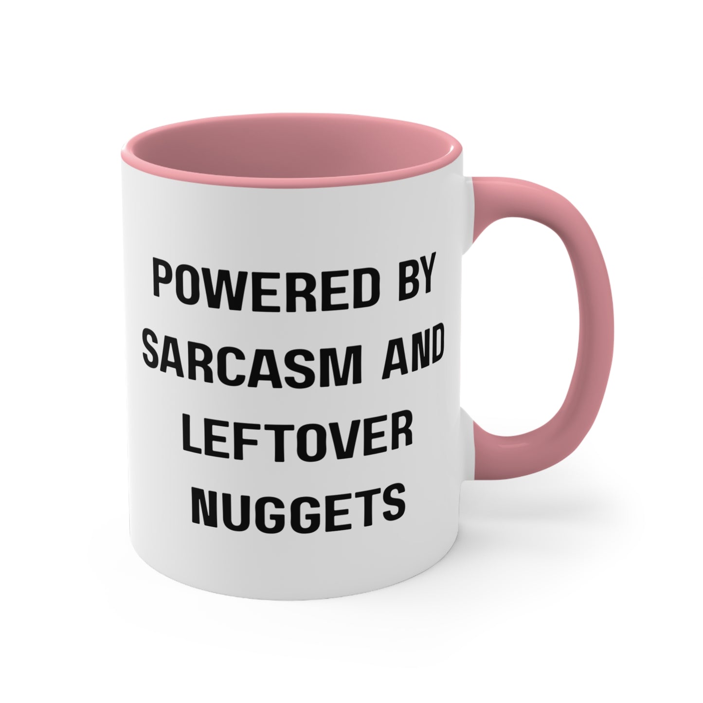 Powered by Sarcasm and Leftover Chicken Nuggets Mug – Funny Mom Life Coffee Cup, Coffee Lovers Gift, Funny Quote Mug, Humor Coffee Cup, Unique Office Decor, Gift for Him/Her