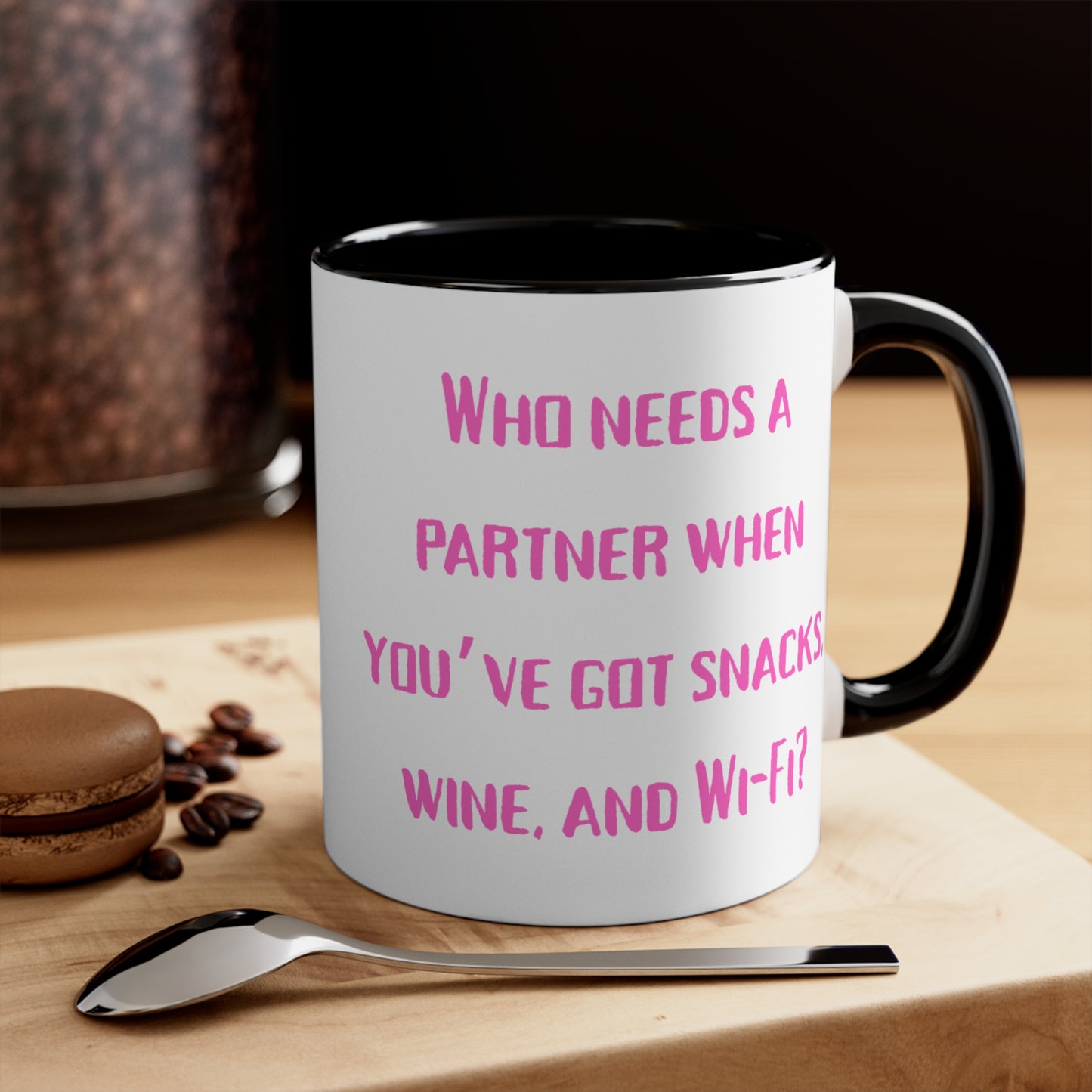 Who Needs a Partner When You Have Snacks, Wine, and WiFi Mug – Funny Independent Woman Coffee Cup. Perfect Gift for Single moms, Wine Lovers, Funny Coffee Cups, Home Decor, Snack Time Essentials, Unique Kitchen Gifts