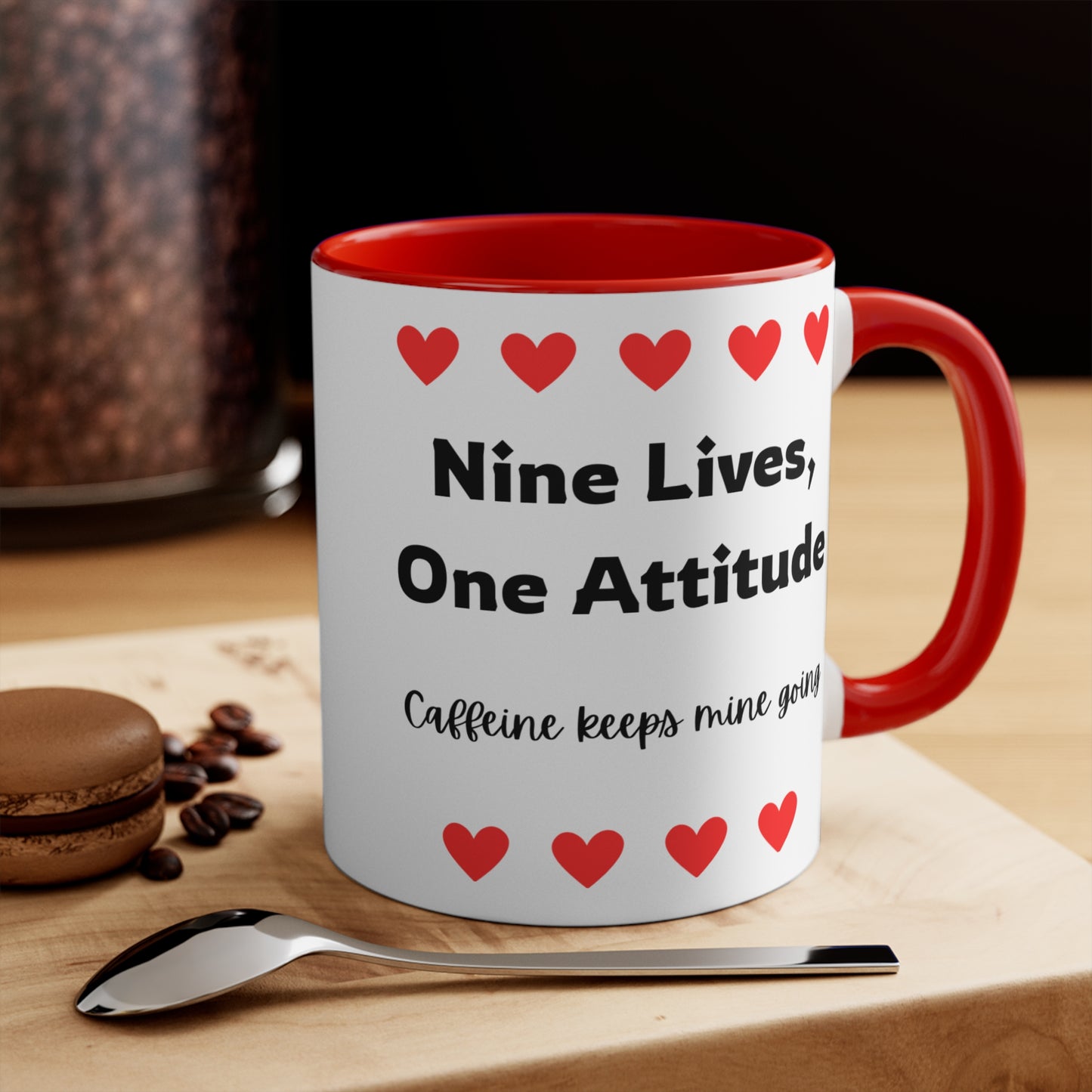 Nine Lives, One Attitude - Cat Lover Ceramic Coffee Mug (11oz)